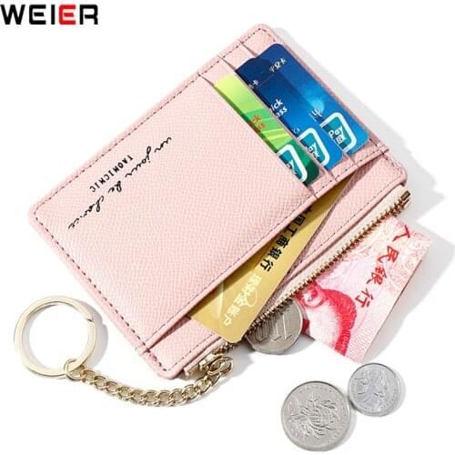 Keychain Deisnger Small Card Holder Wallets Women Fashion Pu Leather Card Holders Female Wallet Mini Coin Purses Pocket