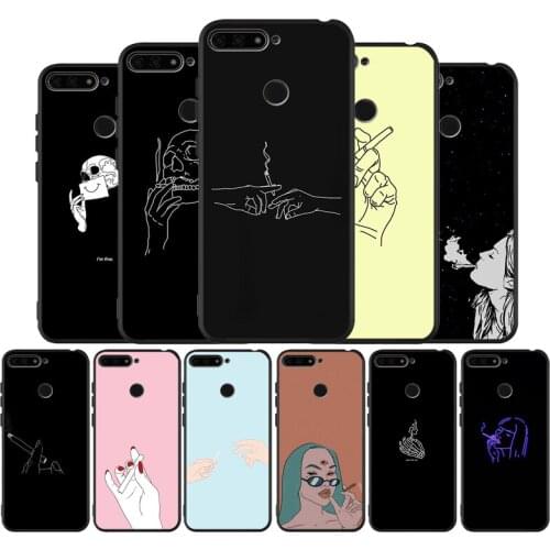 Smoking black Silicone Phone Case For Huawei honor 30 20 Pro 8 8X 9 10 20 Lite Mate 10 20 30 Lite Pro cover