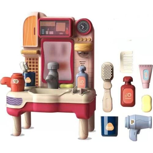 Kids Water Beauty Makeup Dressing Table Pretend Play Toy Set with Mirror Lights Music Sounds for Girls 3+ Years Birthday Gift