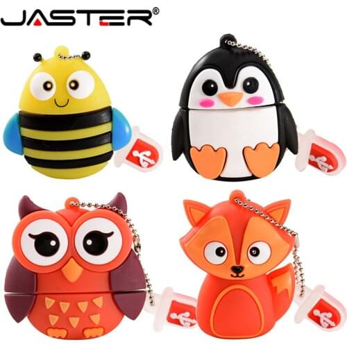 JASTER 64GB cute cartoon Penguin owl fox style usb flash drive usb 2.0 4GB 8GB 16GB 32GB vreative pendrive gift