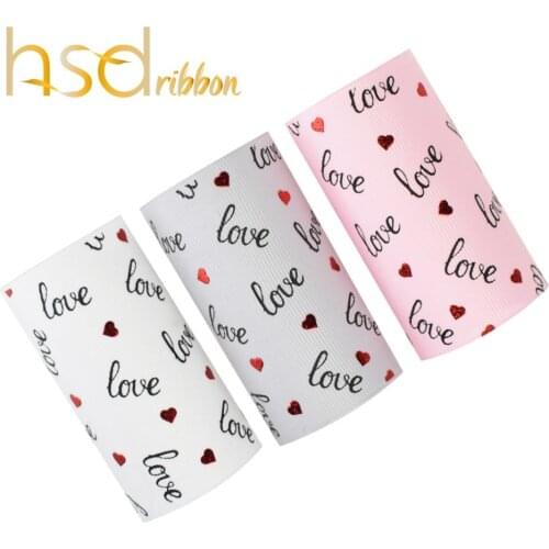 HSDRibbon free shipping 75mm 3inch hsd-design Red Gold foil and ink printed on Grosgrain Ribbon