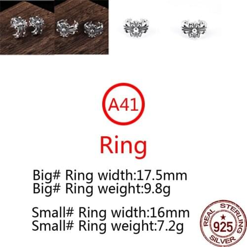 A41 s925 sterling silver ring punk fashion jewelry retro personality tide cross opening shape gift for friends 2020 new hot