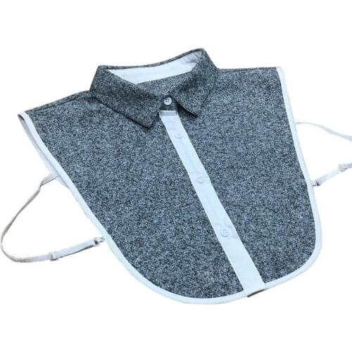 Korean accessories blouse Chiffon leopard blouse accessories Round neck monochrome decoration brick Grey blouse fake Collar