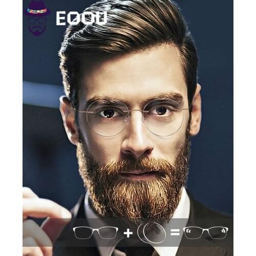 Round Rimless Glasses Mens Optical Glasses Prescription Anti blue light Oculos Myopia Multifocal Lens Women Glasses Frame