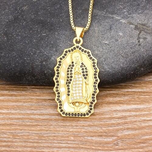 Hot Sale Virgin Mary Pendant Necklace for Women Girls Gold Color Our Lady of Guadalupe Jewelry Colar Madonna Chain Necklace