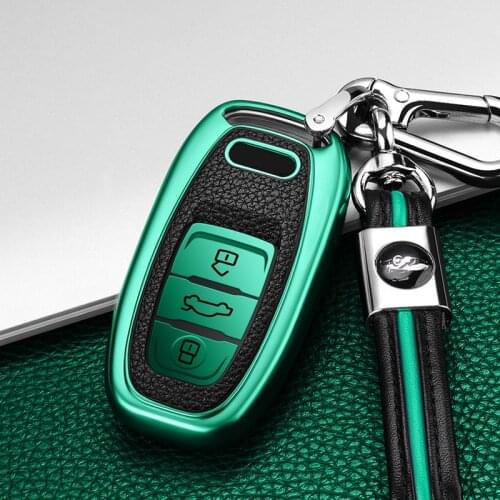 Hot TPU+Leather grain Car Remote Smart Key Cover Case Shell For Audi A1 A3 A4 A5 A6 A7 A8 Quattro Q3 Q5 Q7 2009-2015 Accessories