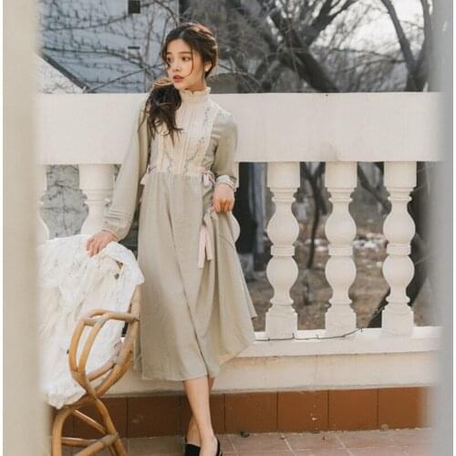 Cute and Sweet Embroidery Lolita Dress Ruffled Collar Lovely Fall Japanese Long Sleeved Super Fairy Dress Vestidos de fiesta