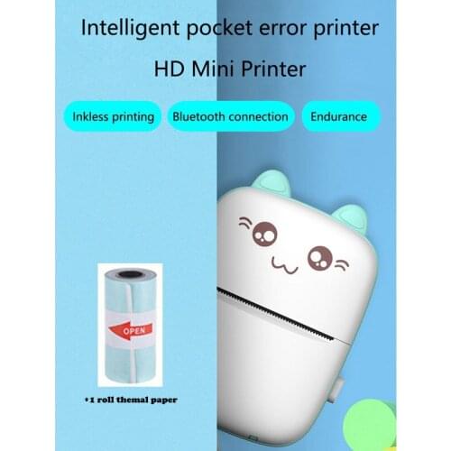 Mini Portable Thermal Printer Paper Photo Pocket Thermal Printer 58 mm Printing Wireless Bluetooth Android IOS Printers Study