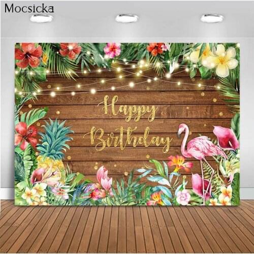 Mocsicka Birthday Party Background Jungle Flamingo Decoration Style Child Portrait Photo Background Photography Studio