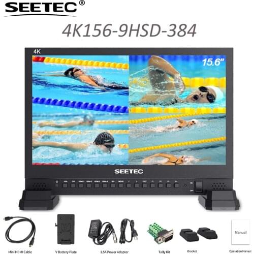 SEETEC 4K156-9HSD 15.6 Inch IPS 3G SDI Broadcast Monitor UHD 3840x2160 4K Video Monitor LCD 4x4K HDMI Quad Split Display VGA DVI