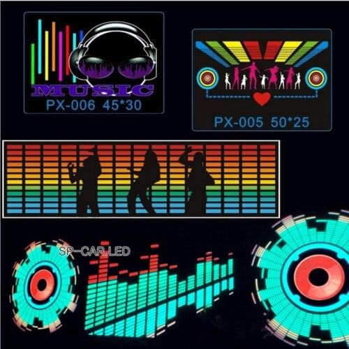 90Cm*25Cm Car Music Rhythm Lamp Car Sticker Sound Rhythm Activated El Equalizer Panel Multi Designs Led Interior Lighting