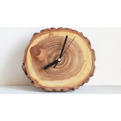 Time trace elm desk cloccreative simple solid wood ring natural small desk clock without alarm