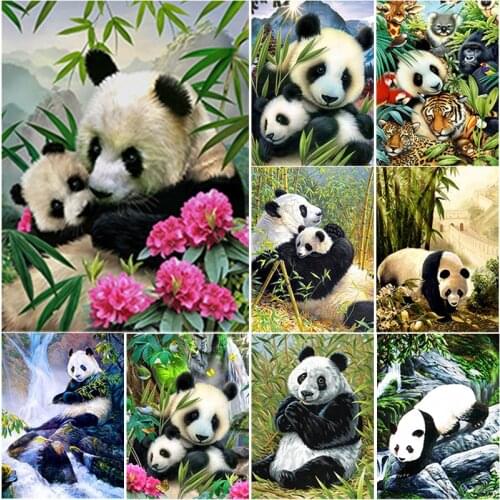 New 5D DIY Diamond Painting Full Square Round Drill Cute Panda Diamond Embroidery Animal Cross Stitch Crafts Home Decor Art Gift