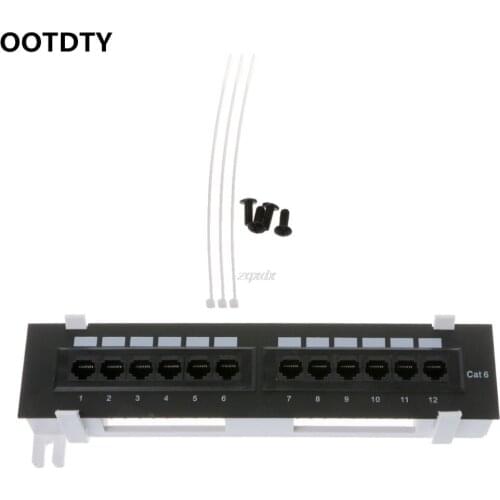 OOTDTY 12 Port CAT6 Patch Panel RJ45 Networking Wall Mount Rack Mount Bracket