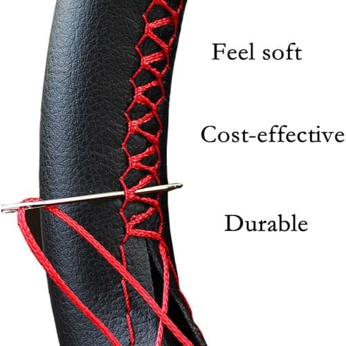 DIY Steering Wheel Cover laser perforated Artificial Leather Braid Diameter 38cm With Needle and Thread Interior accessories