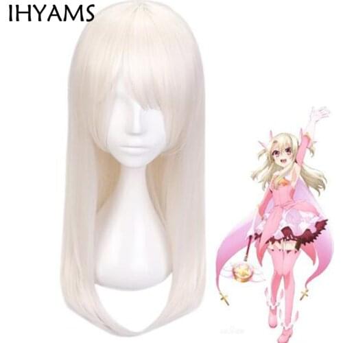 60cm Fate/kaleid liner Illyasviel von Einzbern Wig Cosplay Costume Fate stay night Synthetic Hair Halloween Party Wigs + Wig Cap