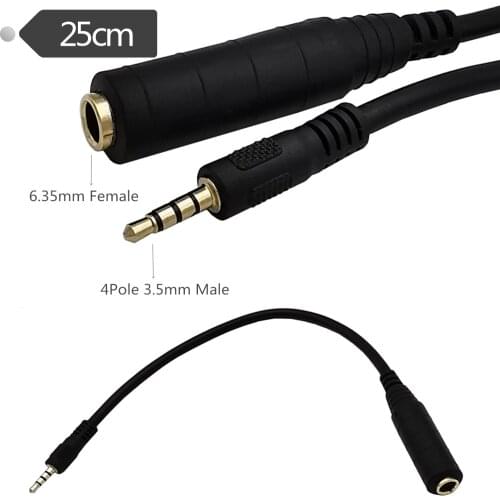 1/4" to 1/8" Adapter,6.35mm Stereo Jack to 3.5mm TRRS Male Audio Cable for Amplifiers, Guitars, Pianos, Home Theater Equipment