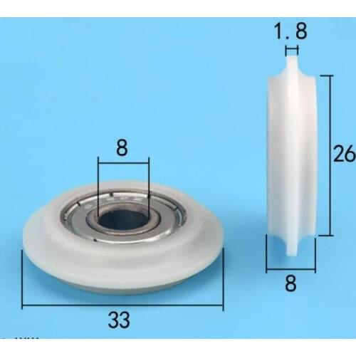 DuoWeiSi 8*33*8mm Cam Roller Plastic Bearing Pulley 608ZZ Packing POM POM Polyamide Nylon Wheel Bearing 67KG Inside 8mm