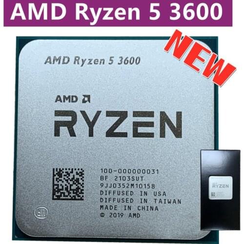 Processeur AMD Ryzen 5 3600, 3,6 GHz, 6 cœurs, 12 threads, L3 32 Mo, 65 W, 7 nm, socket AM4, sans ventilateur, 100-000000031, no