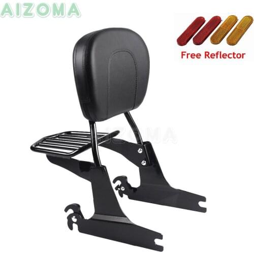 Detachable Rear Passengers Backrest Pad Motorcycles Black Sissy Bar Rack Luggage Holder For Harley Softail 2000-Later