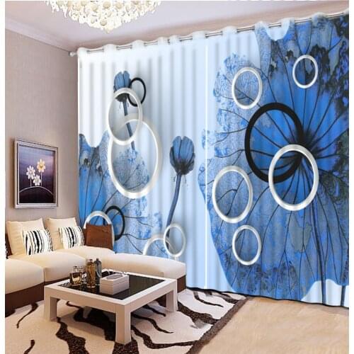 Modern 3D Curtain Cool blue Plane Luxury Window Curtains 3D Blactout For Living room bedroom Drapes Hotel Cortinas De Sale
