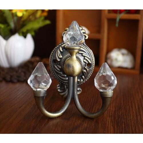 Glass Decorative Hooks Wall Hooks Clear Silver Black Gold Metal Crystal Curtain Tieback Hooks Coat Hangers Shabby Antique Hook