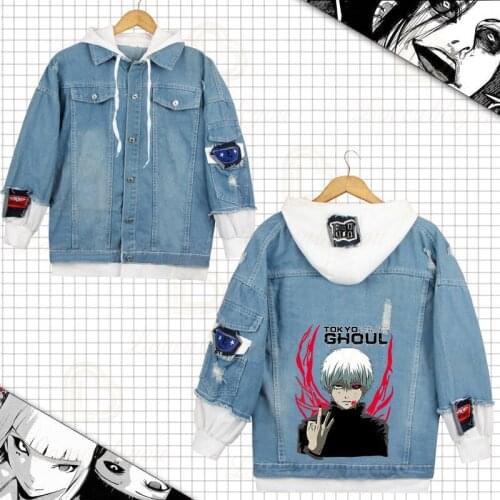 Tokyo Ghoul Men Women Denim Jackets Sweatshirts Anime Long Sleeve Jacket Autumn Winter Hooded Women Fashion Hoodies