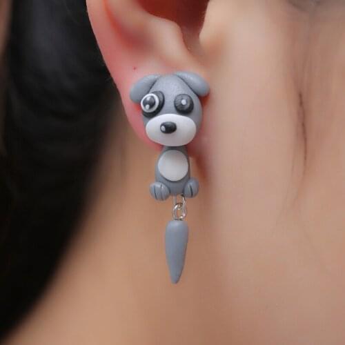 TTPAIAI 30 Brand Handmade Polymer Clay Puppy Dog Stud Earrings Fashion Jewelry Cartoon Animal Earrings For Women Girl Child Gift