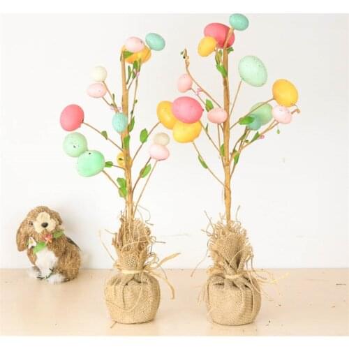 Easter Tree Foam Eggs Decorations for Home New Eggs Trees Spring Decoration Flower Ornament Window Easter Eggs Craft