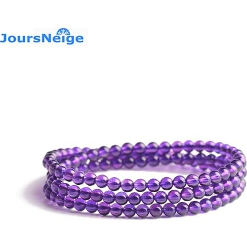Support Wholesale Fine Purple Natural Crystal Bracelets 4mm Round Bead Hand String Beauty for Women Girl Gift Bracelet Jewelry