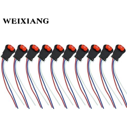 10x Universal 3 Wires Motorcycle Double Flash Switch Warning Emergency Lamp Signal Flasher ON/OFF Switch With Wiring Harness