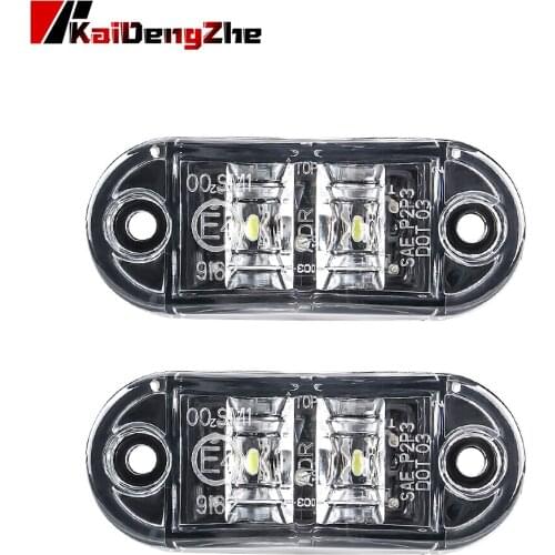 2Pcs 12V / 24V LED Side Marker Lights Car External Lights Warning Tail Light Auto Trailer Truck Lorry Lamps Waterproof White