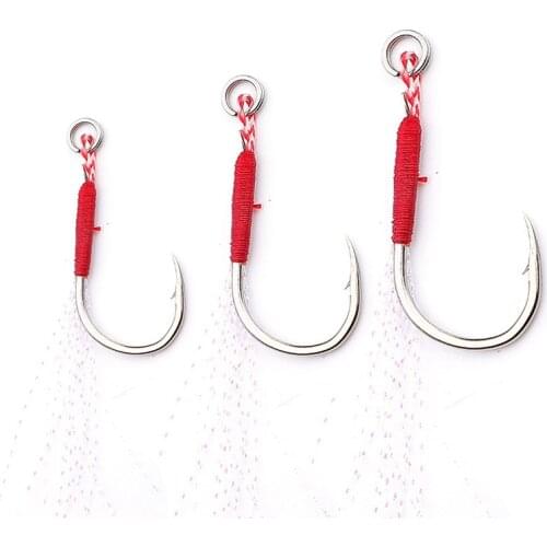 20pcs/Lot Cast Jigs Assist Hook Fishing Hooks Sets Barbed Hook Feather Hook Single Circle Carp Hook Assistant Hook Fish Tackle