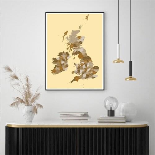 42*59cm Political Map of The United Kingdom Vintage Wall Art Poster Small Size Canvas Painting Home Decoration School Supplies