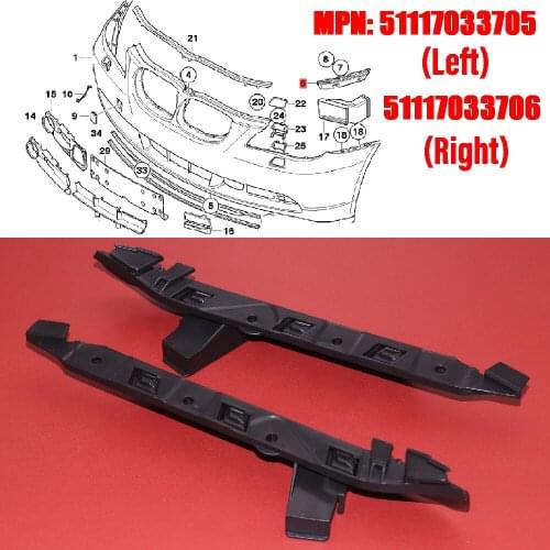 2x 51117033705 51117033706 Car ABS Front Left Right Bumper Guide Supports Brackets 29.7cm Fit For BMW 5 Series E60 E61 525i 528i