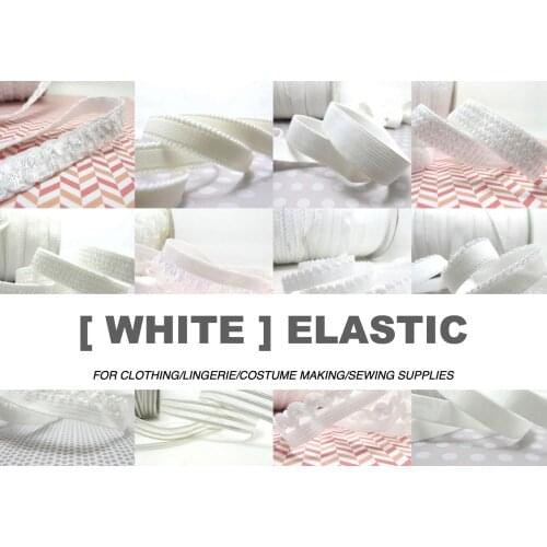 6Yards WHITE Color Decorative Pattern Lingerie Elastic|Headband Elastic|Skinny Elastic|Narrow Stretch Lace|Bra Strap