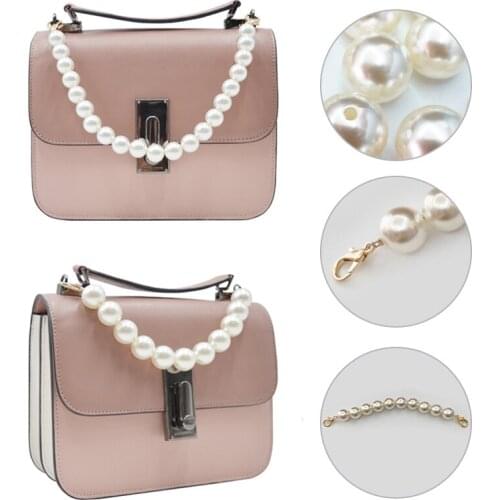 9 Sizes Universal Pearl Bag Straps Cute Exquisite Purse Chain Sweet Handbag Handle Replacement White Hook Strap Bag Making Parts