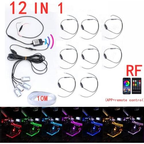 Car Atmosphere Lights EL Neon Wire Strip Light RGB Multiple Modes App Sound Control Auto Interior Decorative Ambient Neon Lamp