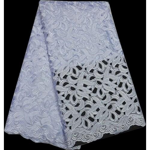 Free shipping (5yards/pc) Hand cut Swiss voile lace fabric white African cotton lace fabric high quality for party dress CLP82