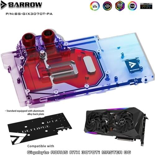 Barrow GPU Water Block For Gigabyte AORUS RTX 3070Ti MASTER 8G Full Cover Graphics Card Cooler 5V ARGB SYNC BS-GIX3070T-PA