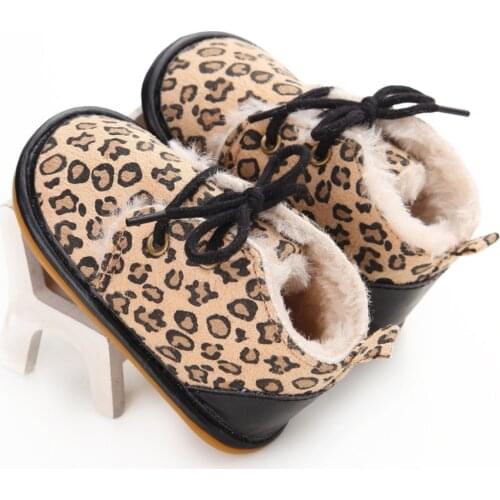 Bobora Baby Booties Newborn Boy Girl Shoes Winter Warm Fur Lining Non-Slip Lace Up Prewalker Boots