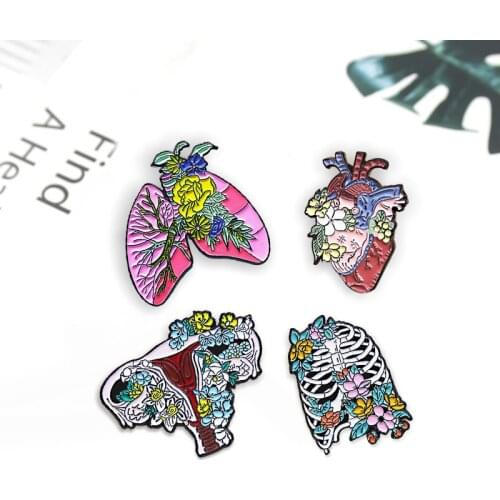 Heart uterus viscera Brooch