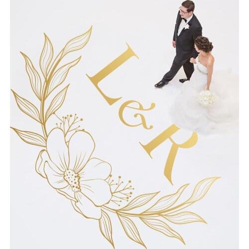 Floral Wedding Floor Stickers Custom Initial Letters Vinyl Decal Marriage Ceremony Decoration Party Dance Floor Sticker AZ845