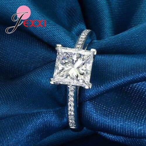Classic Crystal Engagement Claws Rings For Women Girl White Zircon Cubic Elegant Rings Female Wedding Jewelry
