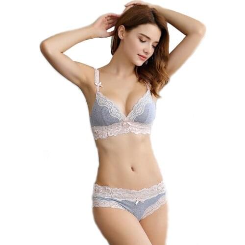 Wire Free Women Bra and Panty Set Designer Sexy Lace Underwear Set Womens Lingerie Set cotton ensemble soutien gorge culotte