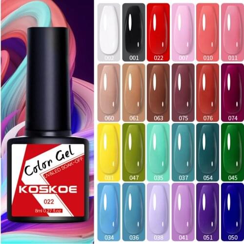 KOSKOE 8ml Nail Gel Polish Semi-permanent UV LED Lamp Glitter For Manicure Set Nail Art Nail Base Top Coat Gel Varnishes
