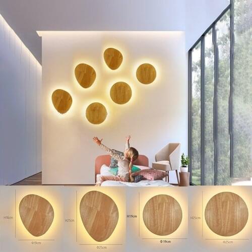 Creative LED Modern Wall Lamp Minimalist Wood Art Living Room Bedside Decoration Light Nordic Childrens Room Aisle Night Lights
