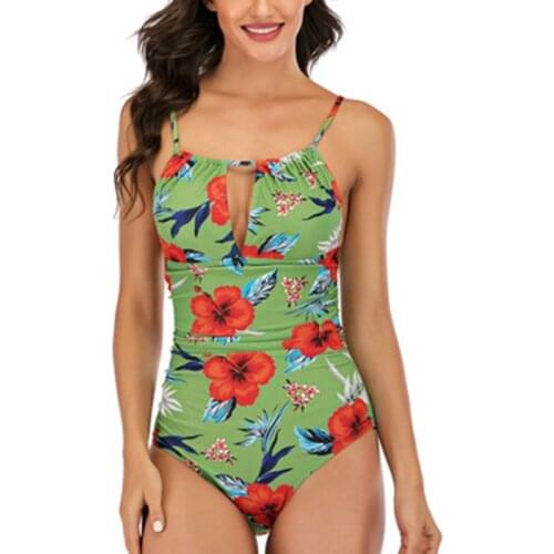 Summer Womens Bikini Tight New Print Swimsuit Sexy Open Chest Multicolor Lace Up One Piece Open Back