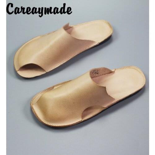 Careaymade-Summer New Genuine leather Handmade soft leather RETRO art slippers for women,Casual Sandals, Comfortable slippers