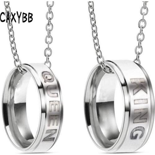 Fashion Stainless Steel Hand Jewelry Hot Selling Jewelry King Queen Ring Necklace Titanium Steel Pendant Wedding Ring